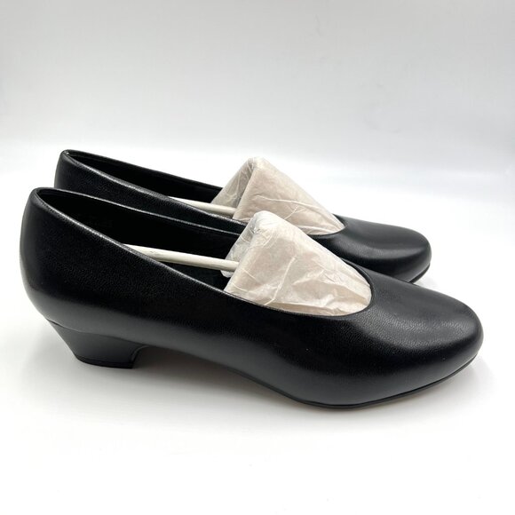 8 EXTRA WIDE WIDTH Soft Style Womens Angel Low Kitten Block Heels Pumps Shoes - Picture 1 of 13